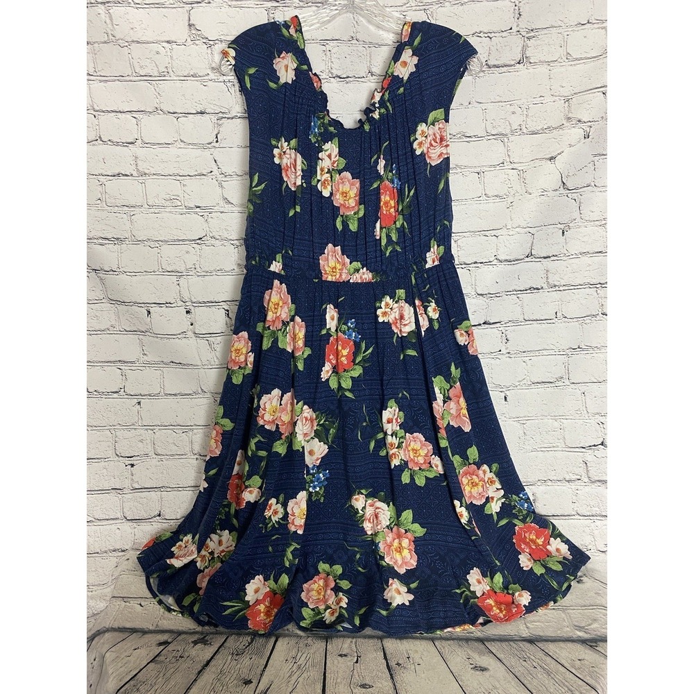 Torrid Womens 1 Sleeveless Sundress Blue‎ Floral Tie Neckline Elastic Waist - Picture 7 of 10